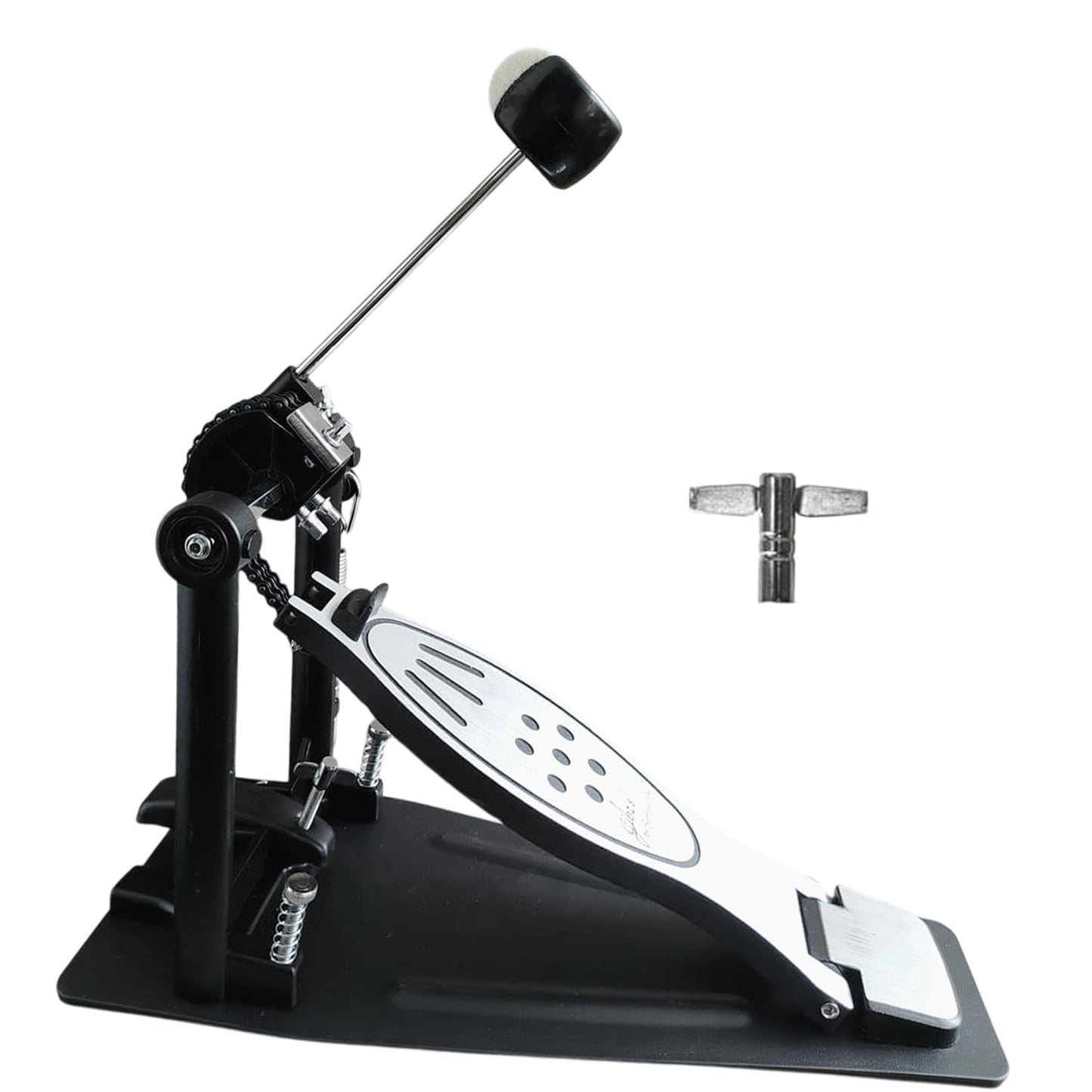 Softline Pro SP 530 Single Bass Drum Pedal Double Chain Drive Kick Pedal with Power Glide Cam Adjustable Spring Tension & Beater Angle Heavy Duty Drum Pedal for Acoustic & Electronic Drums Single Bass Drum Pedal Sprocket-less Double Chain Drive Kick Pedal