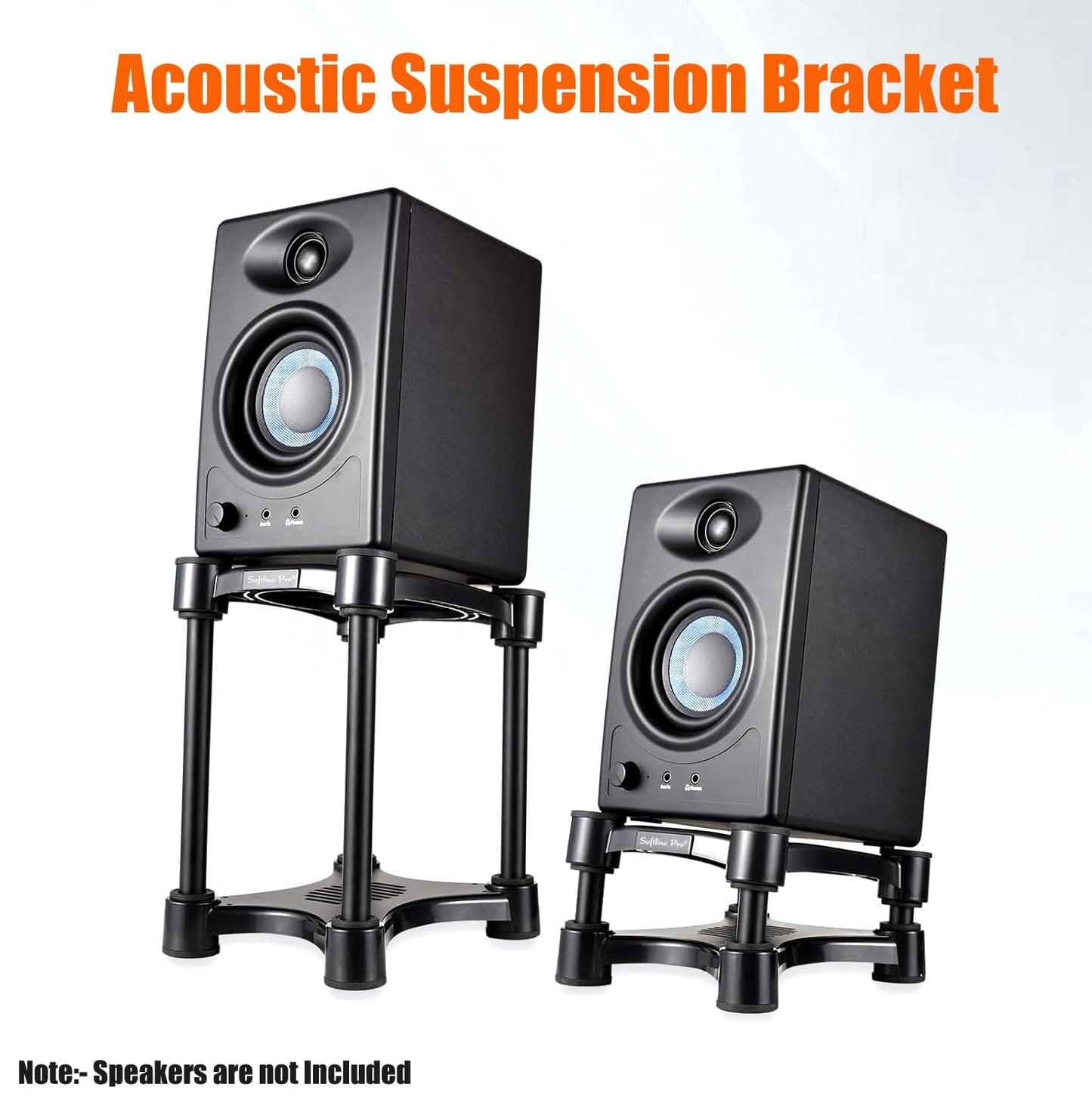 Softline Pro SP-ISO108 Isolation Studio Monitor Stand Height & Tilt Adjustable Black - Pack of 2 Pcs