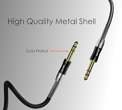 Softline Pro SPSS300 6.3MM Stereo Jack to 6.3MM Stereo Jack 10 Ft / 3 Meter Cable (Gold Plated)