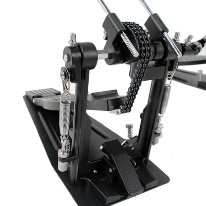 Softline Pro SP D-512 Double Bass Drum Pedal Professional Heavy Duty Double Chain Drive Twin Kick Pedal with Power Glide Cam Coil Spring Adjustable Spring Tension & Non-Slip Base for Drum Kits