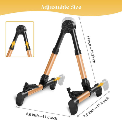 Softline Pro Guitar Stand for Home, Folding Instrument Stand for Acoustic, Electric, Classical Guitars, Violin, Ukulele & Bass, Portable and Lightweight, Easy to fold (SP24-A Gold)