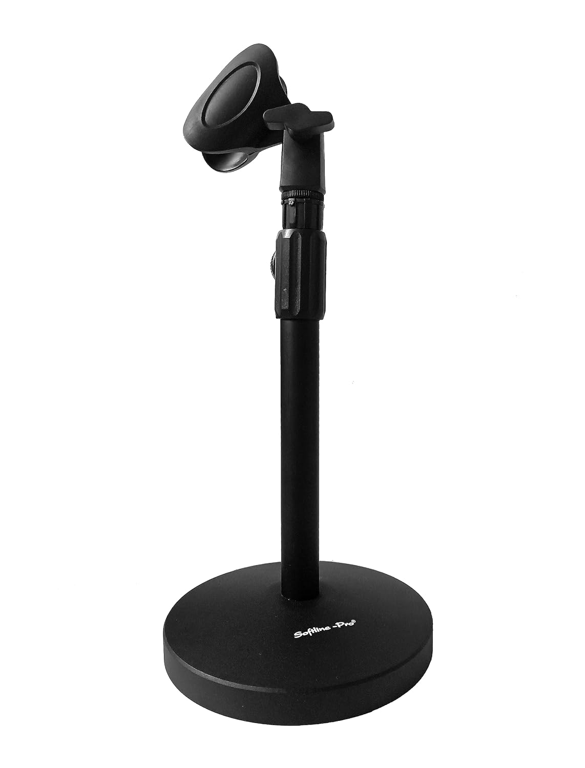Softline Pro Mic Stand for Singing, Table Top Microphone Stand with Heavy Duty Huge Round Base - 25.5 cm, 2.1 Kg, SP05