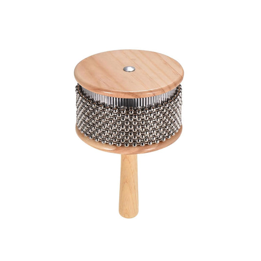 Softline Pro Wooden Cabasa Percussion Musical Instrument Metal Beaded Chain & Cylinder Pop Hand Shake (SP WC-450)