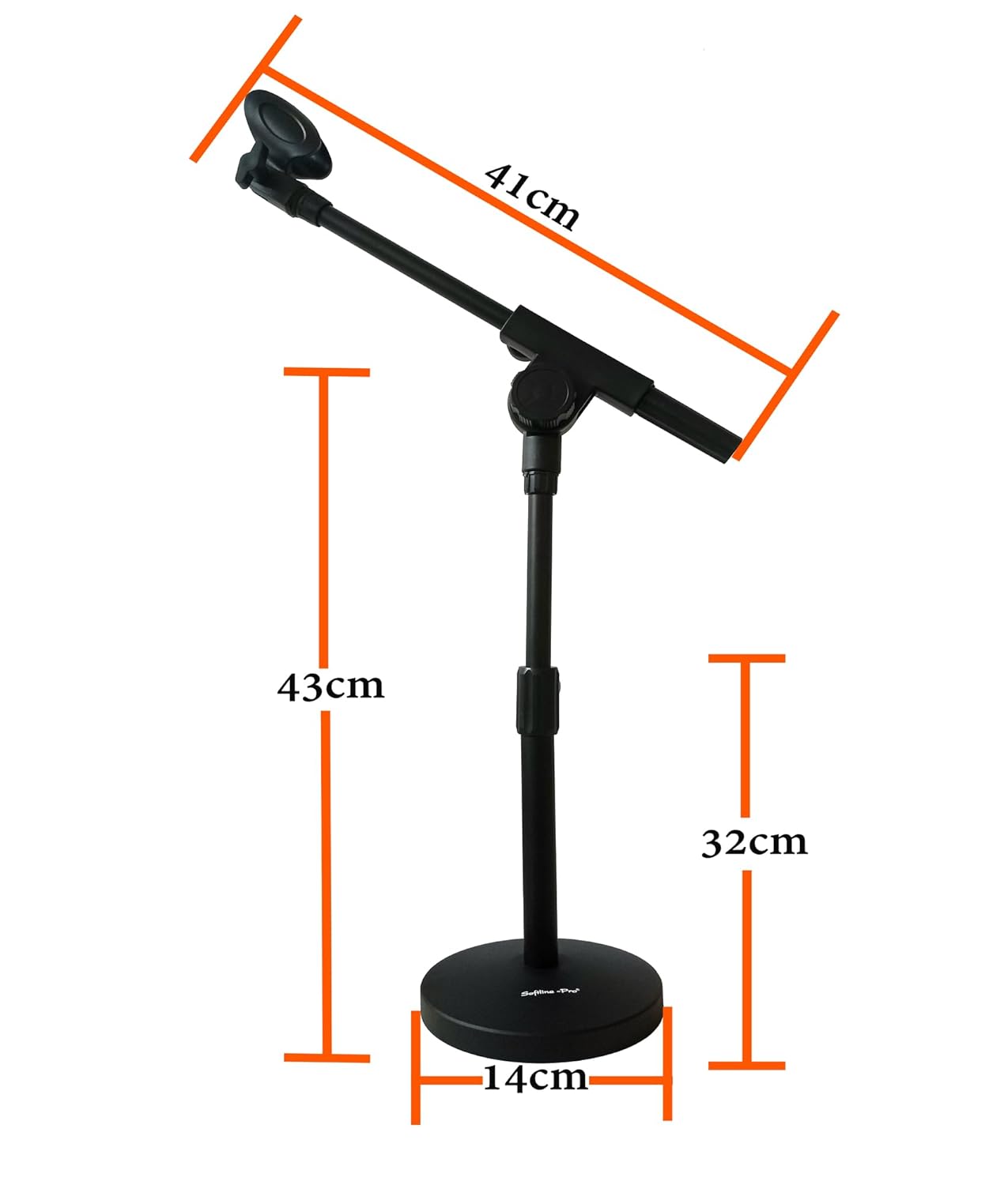 Softline Pro Mic Stand for Singing, Table Top Microphone Stand with Heavy Duty Huge Round Base - 25.5 cm, 2.1 Kg, SP05