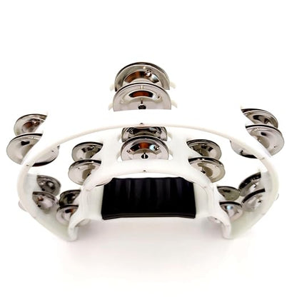 Softline Pro SP TW20-HM-WH Tambourine Half Moon Tambourines for Adults with 20 Jingle in White (Double)