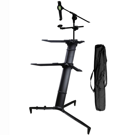 Softline Pro SP20 Double Keyboard Stand With Carry Bag- Silver (SP20 + Mic Stand-BK)