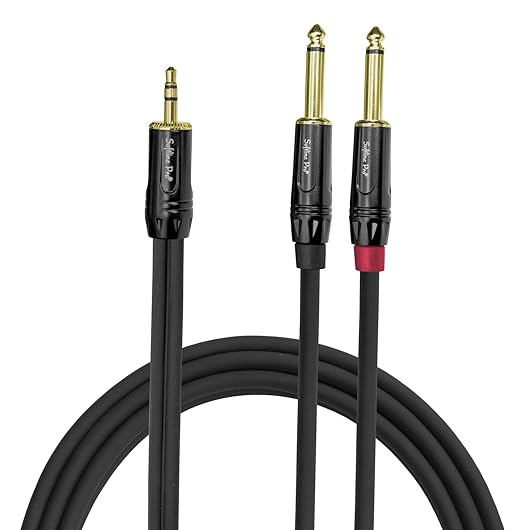 Softline Pro Spy05 3.5Mm Trs To 6.3Mm Jack Mono 16 Ft / 5 Meter Cable, Silver