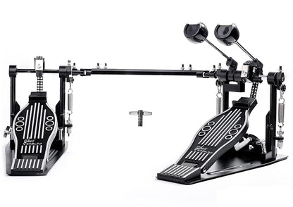 Softline Pro SP D-512 Double Bass Drum Pedal Professional Heavy Duty Double Chain Drive Twin Kick Pedal with Power Glide Cam Coil Spring Adjustable Spring Tension & Non-Slip Base for Drum Kits