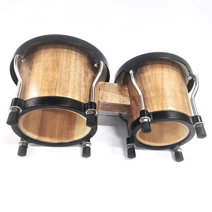 Softline Pro Bongo Drum Set with Tuning Wrench Professional Wooden Percussion Instrument for Beginner Adults Kids (Natural Skin) (Tobacco)