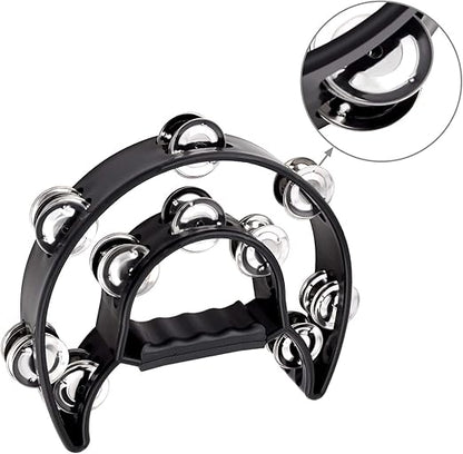Softline Pro SP TW20-HM Tambourine Half Moon Tambourines for Adults with 20 Jingle in Black (Double)