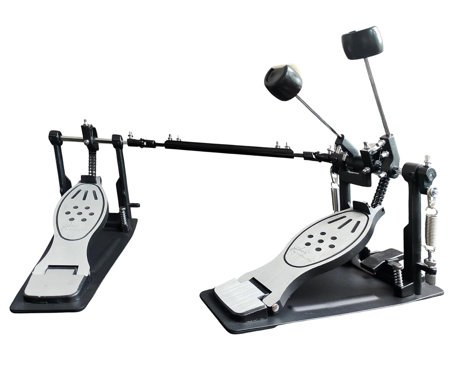 Softline Pro SP D-532 Double Bass Drum Pedal Professional Heavy Duty Double Chain Drive Twin Kick Pedal with Power Glide Cam Coil Spring Adjustable Spring Tension & Non-Slip Base for Drum Kits