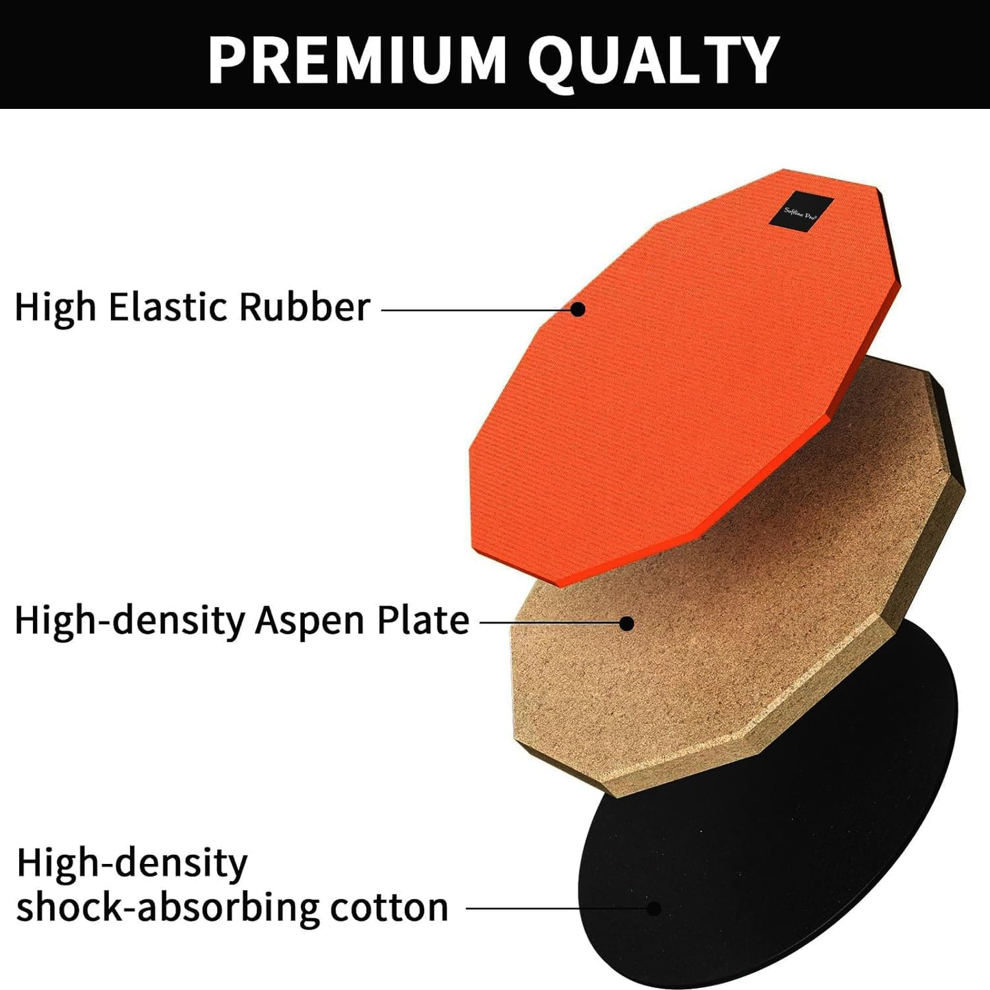 Softline Pro Drum Practice Pad, 12" & 10 Corners Dumbed Adjustable & Foldable Drum Practice Pad Kit, Double Side with Stand & Bag (SP-DPP-40-Black)