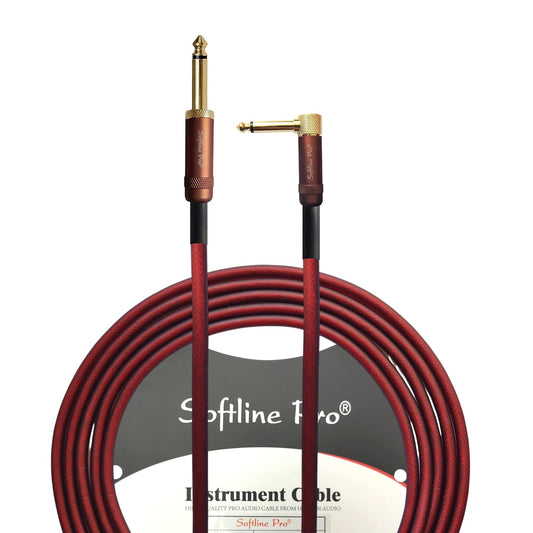 Softline Pro Professional Guitar Cable 6.35mm Right Angle to 6.35mm Double Shielding Matt Silicone PVC Jacket Premium Instrument Cable for Electric, Bass & Semi-Acoustic Guitars - 3M (RAST 300 Pro)