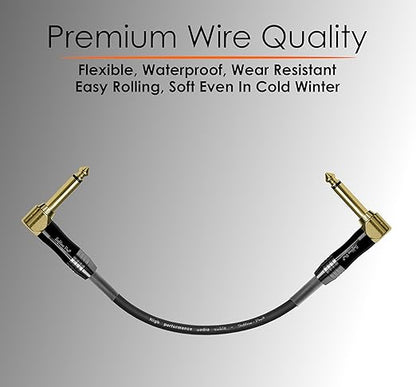 Softline Pro Guitar Patch Cable Right Angle 25 cm, 1/4 Instrument Cable For Effect Pedals 9 Inch, Gold Plated (Pack of 1), SP PRT 09