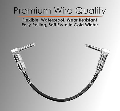 Softline Pro SP PRT 09 Guitar Patch Cable Right Angle 25 cm 1/4 Instrument Cable For Effect Pedals (9 Inch) (Silver Plated Pack of 6)