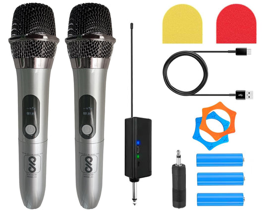 Softline Pro UHF Dual Wireless Dynamic Microphone with Rechargeable Receiver & Handheld Mic (SP DHWL MIC-G)