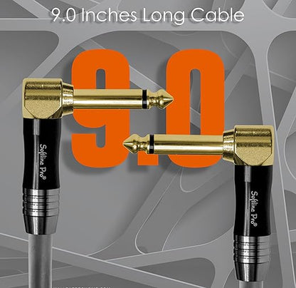 Softline Pro Guitar Patch Cable Right Angle 25 cm, 1/4 Instrument Cable For Effect Pedals 9 Inch, Gold Plated (Pack of 1), SP PRT 09