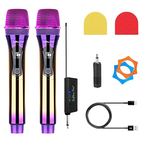 Two gradient microphones with accessories on a white background
