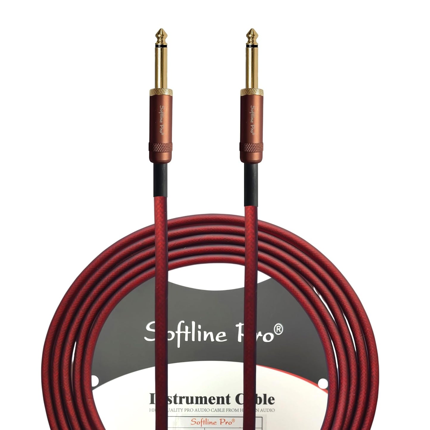 Softline Pro Professional 6.35mm Mono Jack to Jack Instrument Cable 99.99% OFC Core Double Shielded Matt Silicone PVC Noise-Free Guitar, Bass & Studio Cable SPJJ 300 Pro (3 Meter)