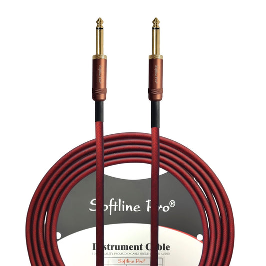 Softline Pro Professional 6.35mm Mono Jack to Jack Instrument Cable 99.99% OFC Core Double Shielded Matt Silicone PVC Noise-Free Guitar, Bass & Studio Cable SPJJ 300 Pro (3 Meter)