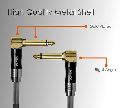 Softline Pro Guitar Patch Cable Right Angle 25 cm, 1/4 Instrument Cable For Effect Pedals 9 Inch, Gold Plated (Pack of 1), SP PRT 09