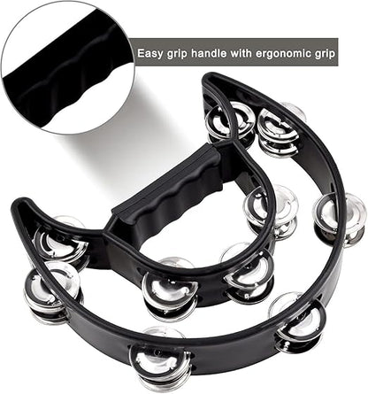 Softline Pro SP TW20-HM Tambourine Half Moon Tambourines for Adults with 20 Jingle in Black (Double)