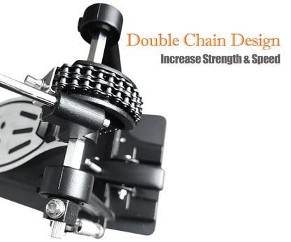 Softline Pro SP 530 Single Bass Drum Pedal Double Chain Drive Kick Pedal with Power Glide Cam Adjustable Spring Tension & Beater Angle Heavy Duty Drum Pedal for Acoustic & Electronic Drums Single Bass Drum Pedal Sprocket-less Double Chain Drive Kick Pedal