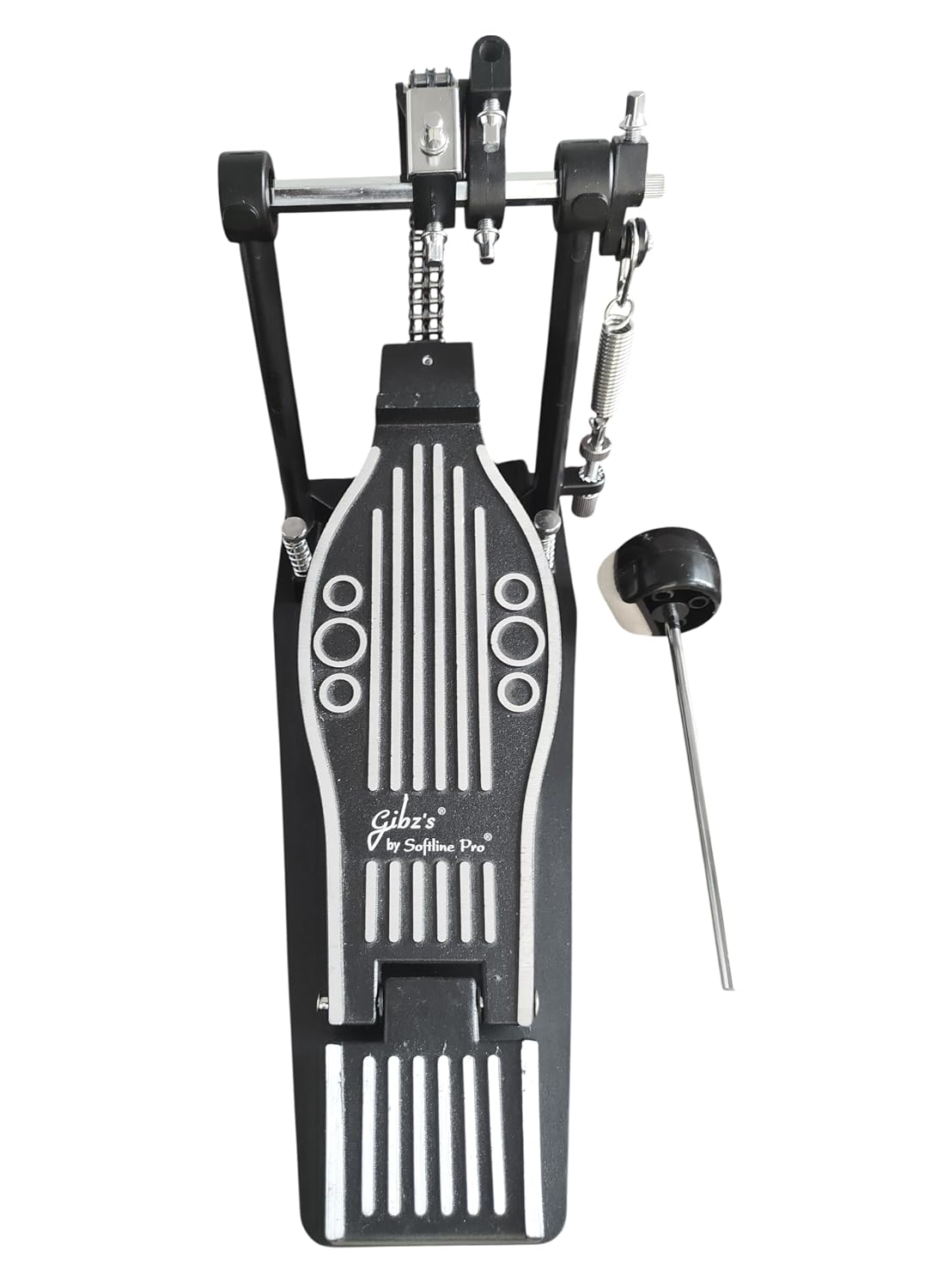 Softline Pro SP 510 Single Bass Drum Pedal Double Chain Drive Kick Pedal with Power Glide Cam Adjustable Spring Tension & Beater Angle Heavy Duty Drum Pedal for Acoustic & Electronic Drums Single Bass Drum Pedal Sprocket-less Double Chain Drive Kick Pedal