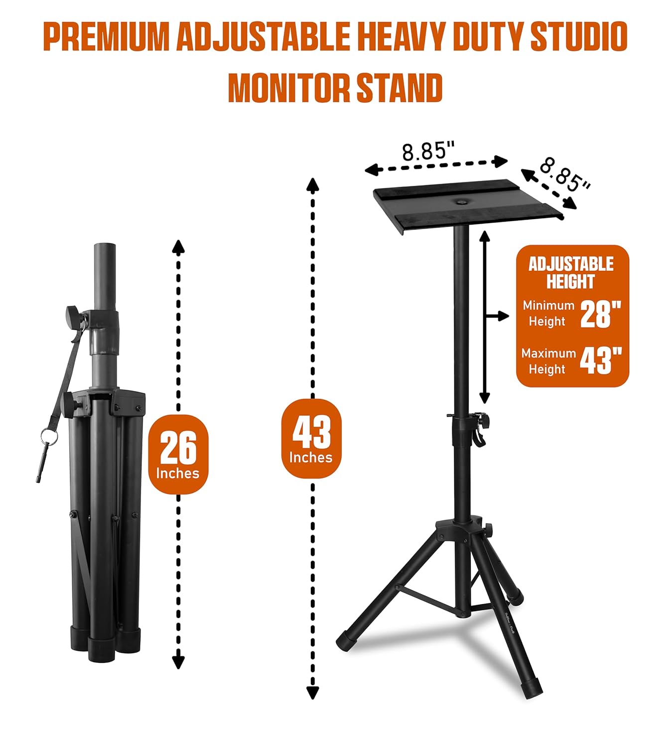 Softline Pro SP80 Heavy Duty Tripod Studio Monitor Stand - Single
