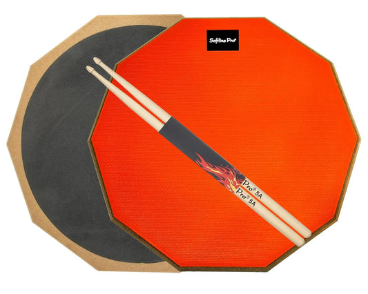 Softline Pro Dumbed Drum Practice Pad 12" & 10 Corners Double Sided (SP-DPP-40-Stick-OG)