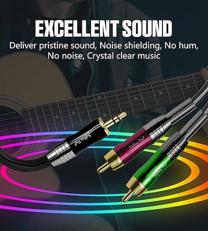 Softline Pro SP DUAL-RCA 2x RCA to 2x RCA 1.5 Meter Cable Stereo Audio 2RCA Cord Male to Male Connector 2RCA to 2RCA(Black,Green,Red)