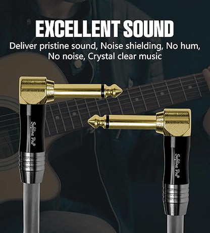 Softline Pro Electric Guitar Patch Cord Cable, 6.35MM Mono Jack to 6.35MM Mono Jack 16 Ft / 5 Meter Cable for Mixer, Power Amplifier, HiFi Stereo, Loudspeaker, Durable Gold Plated Connectors, SPJJ500