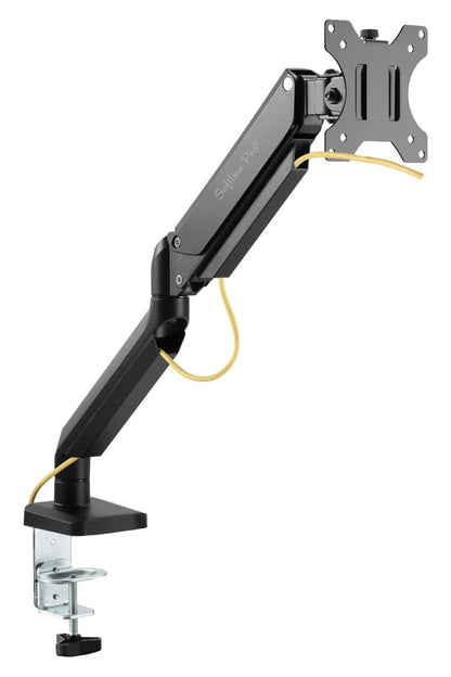 Softline Pro SP HMS1 Single Monitor Desk Mount, Gas Spring Single Arm Monitor Stand Desk VESA Mount for 13 to 32 Inch Screen with Clamp and Grommet Mounting Base