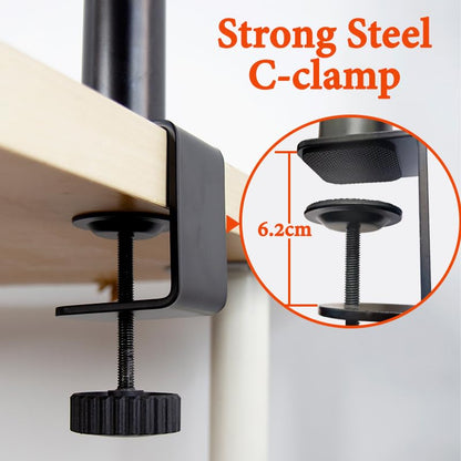 Angle-adjustable studio monitor stand for professional use, 
Heavy-duty clamp speaker stand