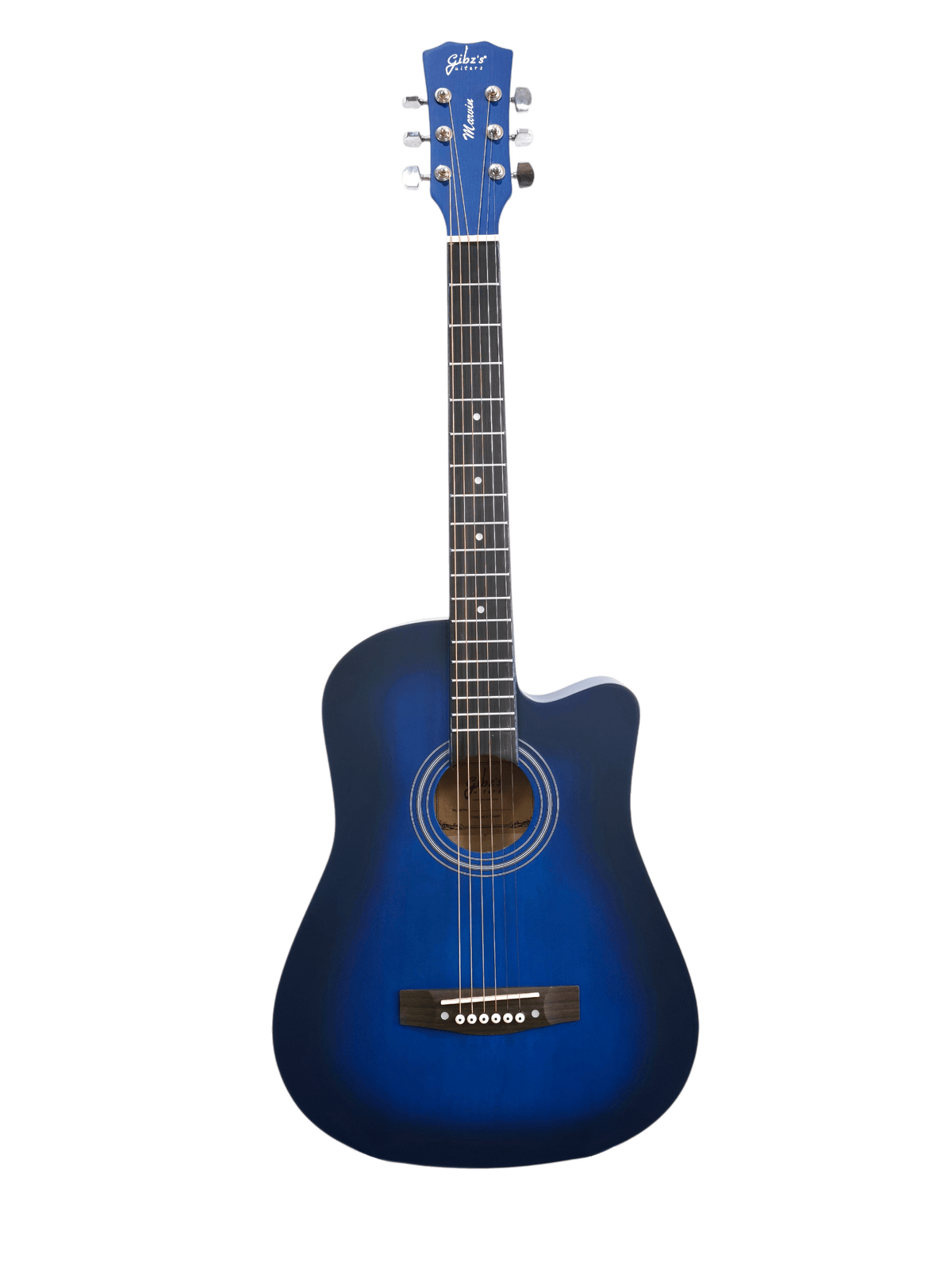 Gibz's Marvin Series 38-Inch Matte Acoustic Guitar with Truss Rod Pick Up & Bag (G 238C BL)