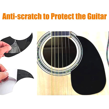 Guitar with black scratch protectors and text 'Anti-scratch to Protect the Guitar' on a white background.