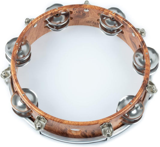 Instructional image showing proper tambourine playing techniques with hands."