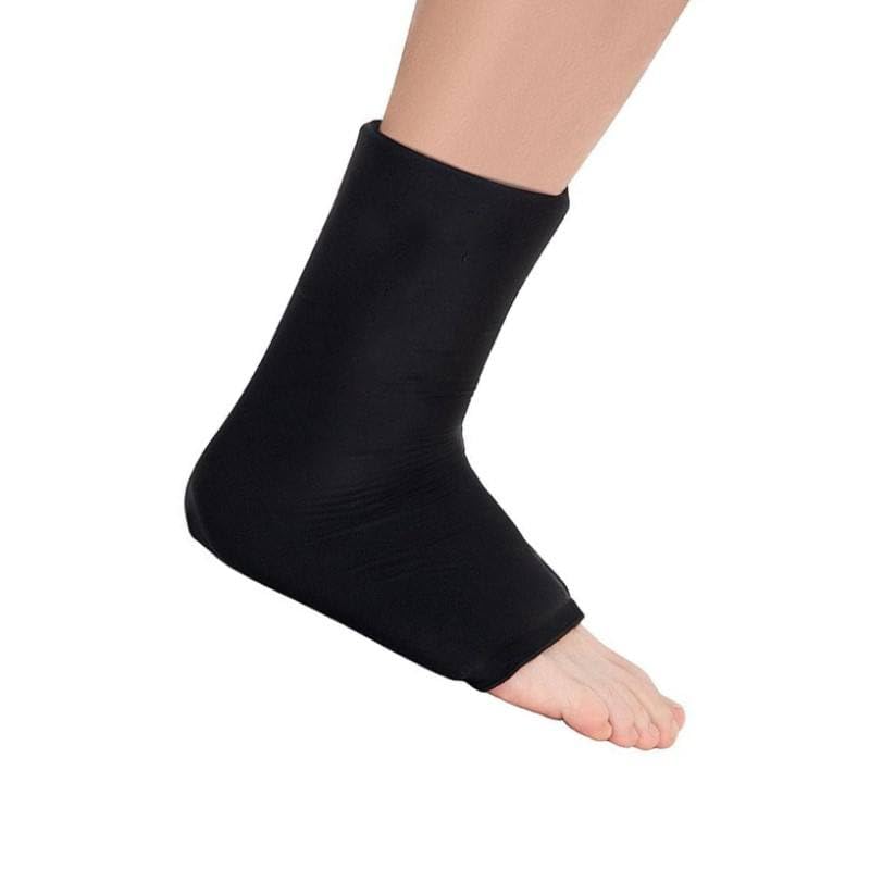 Black ankle support brace on a white background