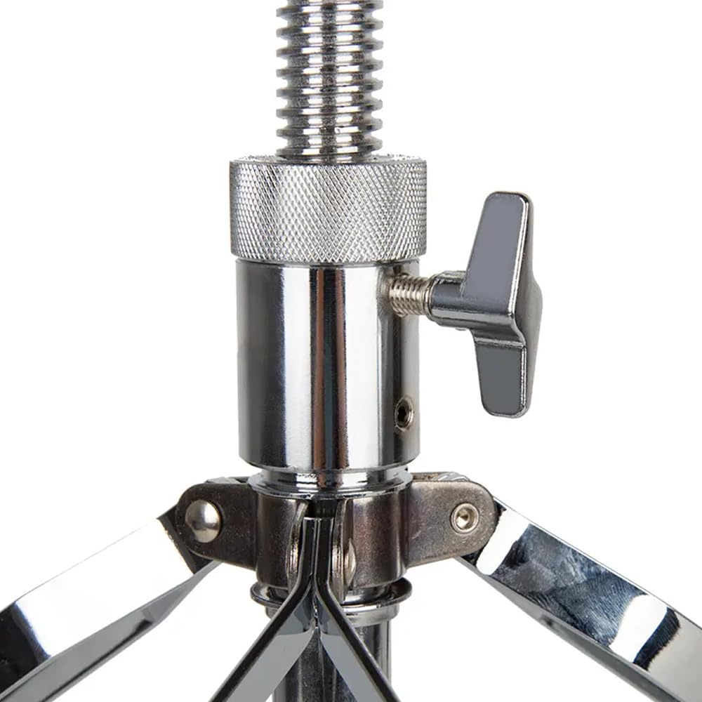 Close-up of a metallic clamp and screw on a white background.