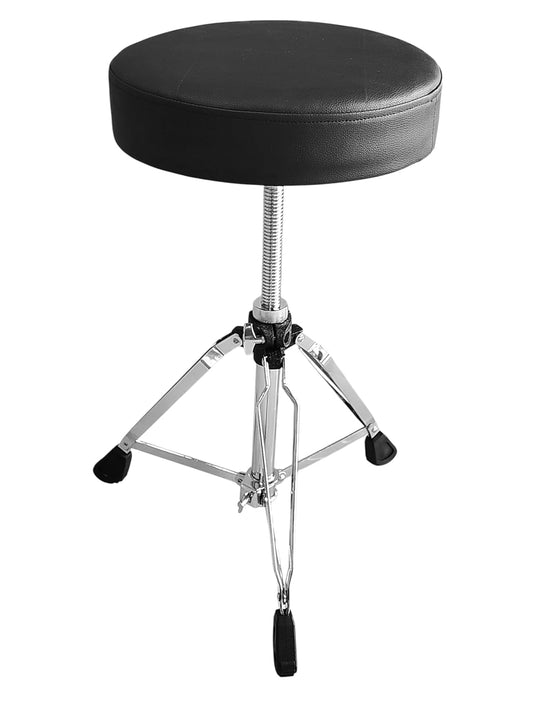 Black drum stool with a round seat on a white background