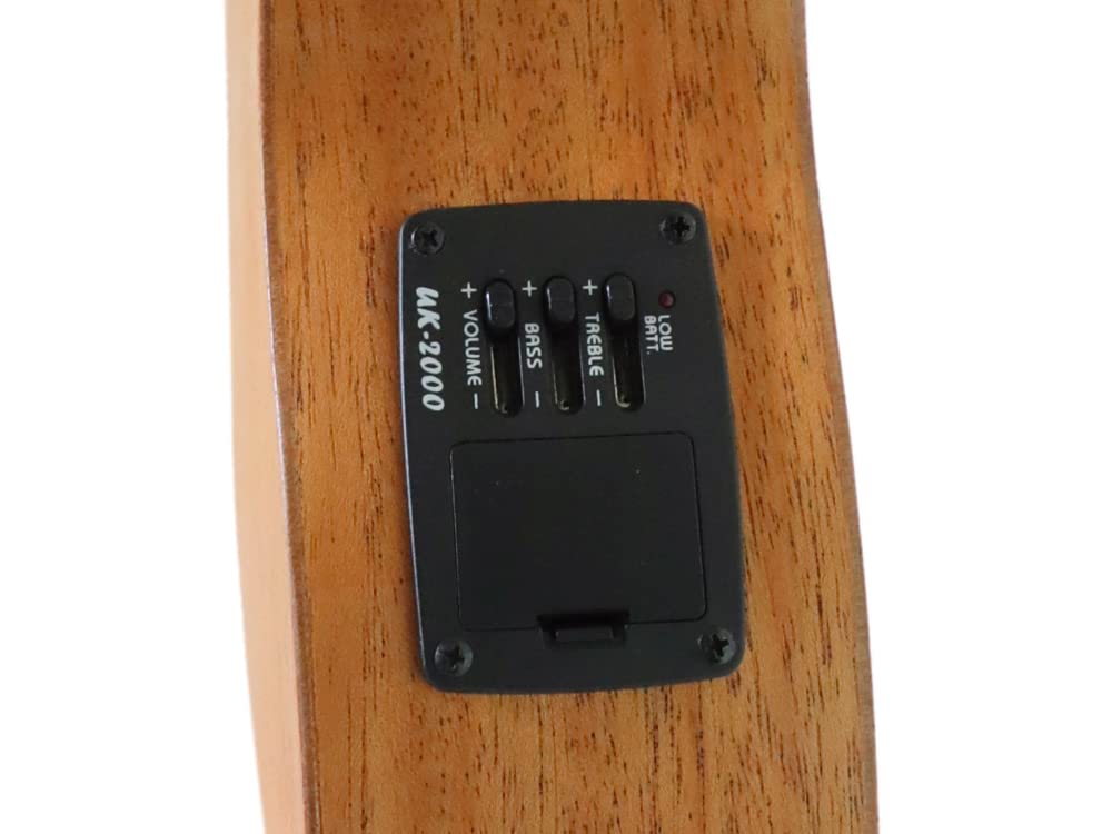 Detail of large 2 mm frets on UK26 EQ for comfortable playability