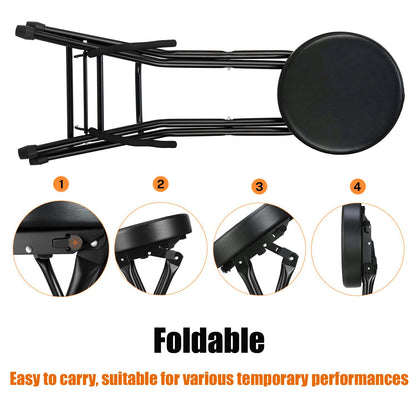 Black foldable chair with multiple angles shown on a white background