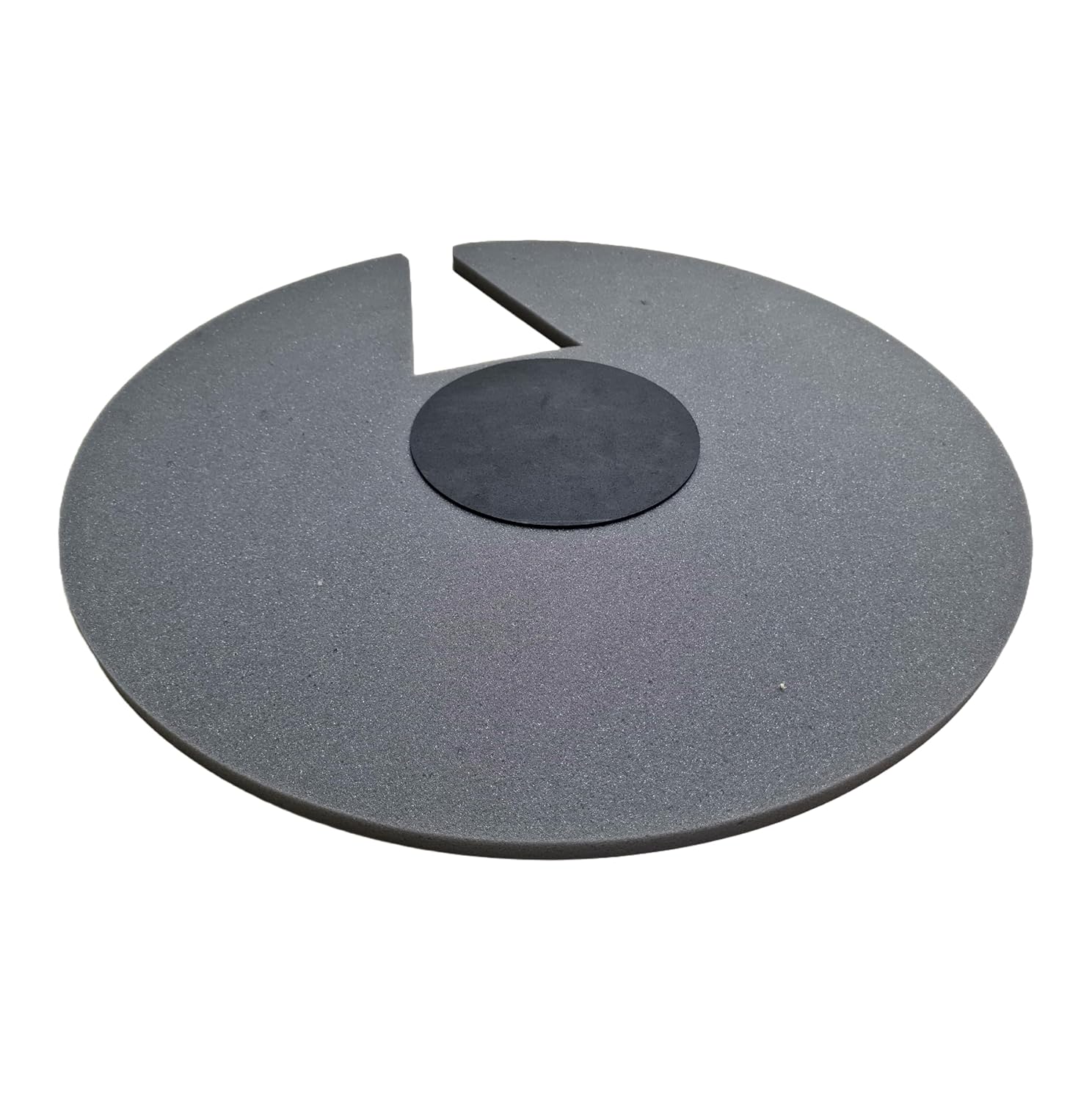 Round black mat with a central cutout on a white background