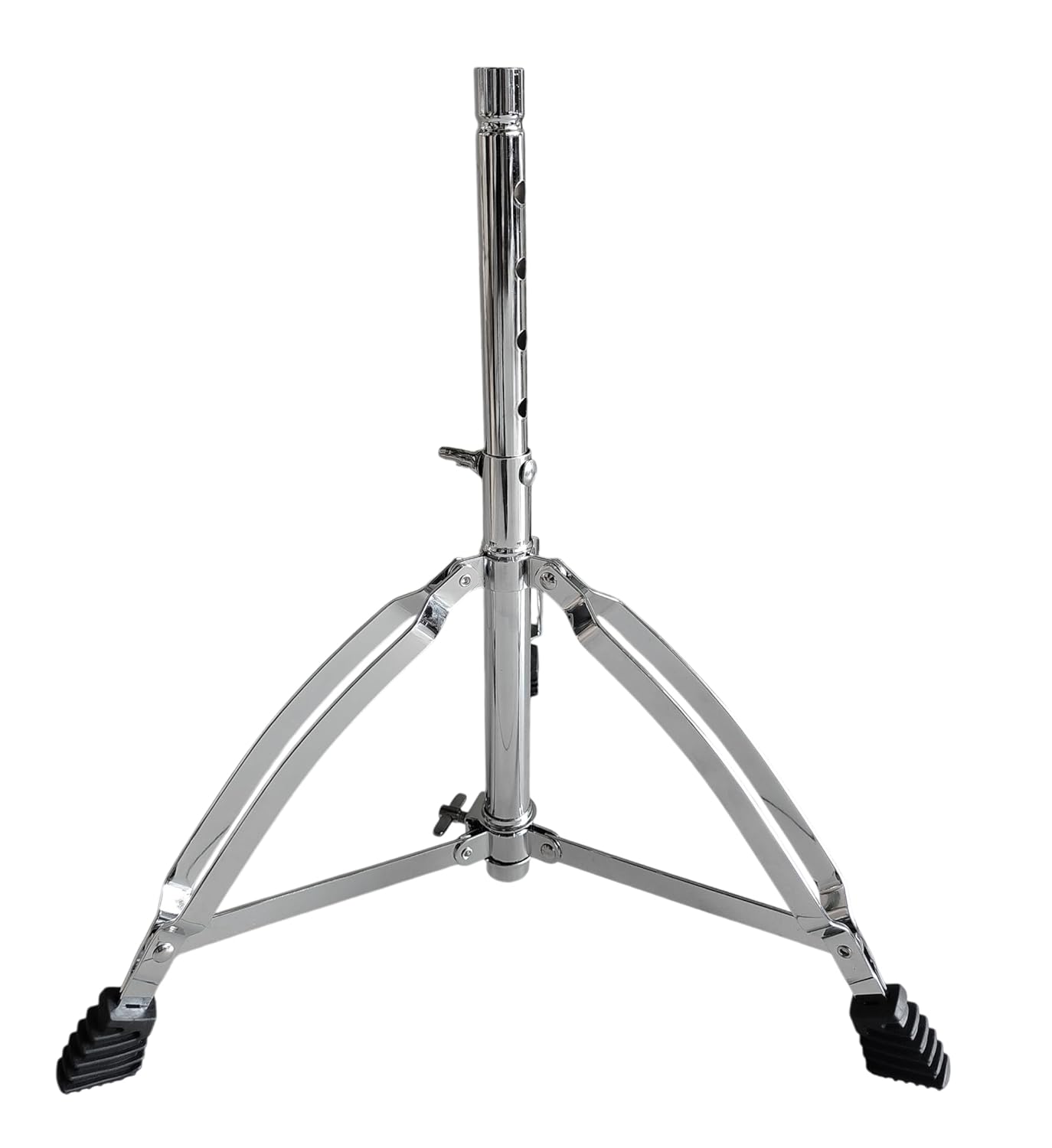 Chrome double-braced tripod stand on a white background
