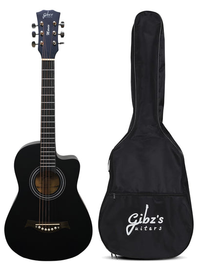 Gibz's guitars Marvin Series 34-Inch Cutaway Acoustic Guitar with Pick Up & Bag (G 234D BK)
