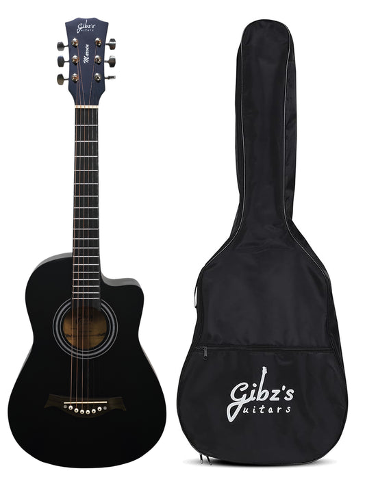 Gibz's guitars Marvin Series 34-Inch Cutaway Acoustic Guitar with Pick Up & Bag (G 234D BK)