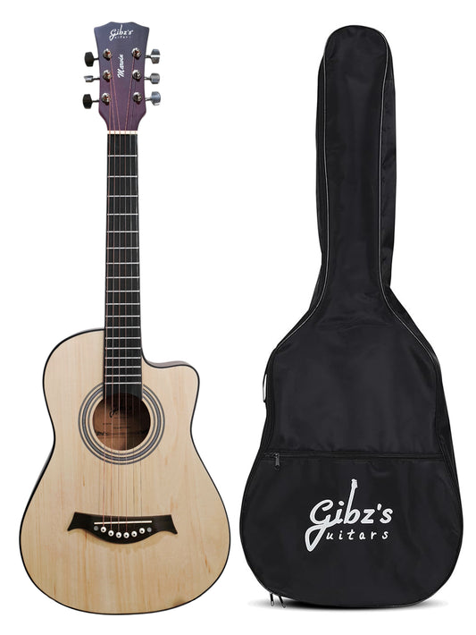 Gibz's guitars Marvin Series 34-Inch Cutaway Acoustic Guitar with Pick Up & Bag (G 234D NT)