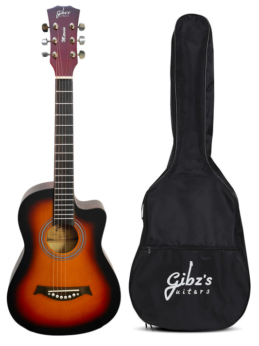 Gibz's guitars Marvin Series 34-Inch Cutaway Acoustic Guitar with Pick Up & Bag (G 234D SB)