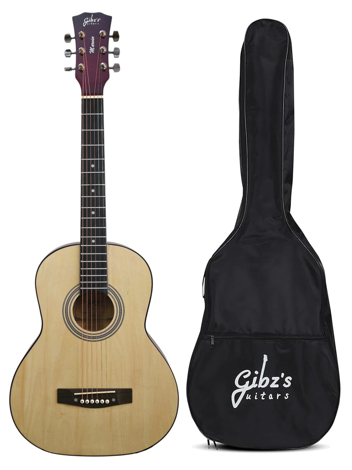 Gibz's Marvin Series 36-Inch Dreadnought Acoustic Guitar with Pickup & Bag (G 236D NT)