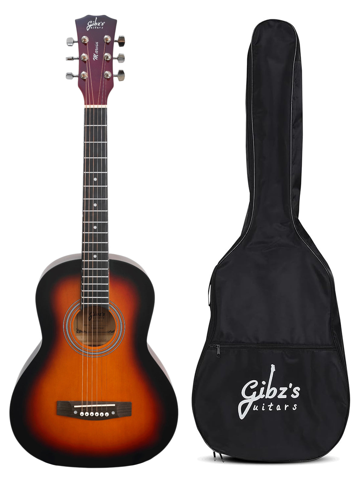 Gibz's Marvin Series 36-Inch Dreadnought Acoustic Guitar with Pickup & Bag (G 236D SB)